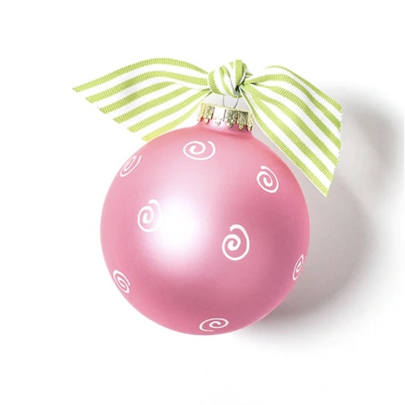 Coton Colors “For This Child Christmas I Have Prayed” Pink Glass Ornament - Picture 2 of 5